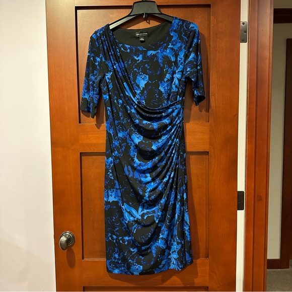 Connected Apparel Faux Wrap Jersey Floral Printed Dress - Picture 1 of 4